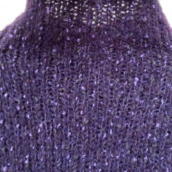 Chunky Purple Wool Blend Mock Neck Sweater- Size L Cozy Warm Gilmore Girls Style - Picture 8 of 13